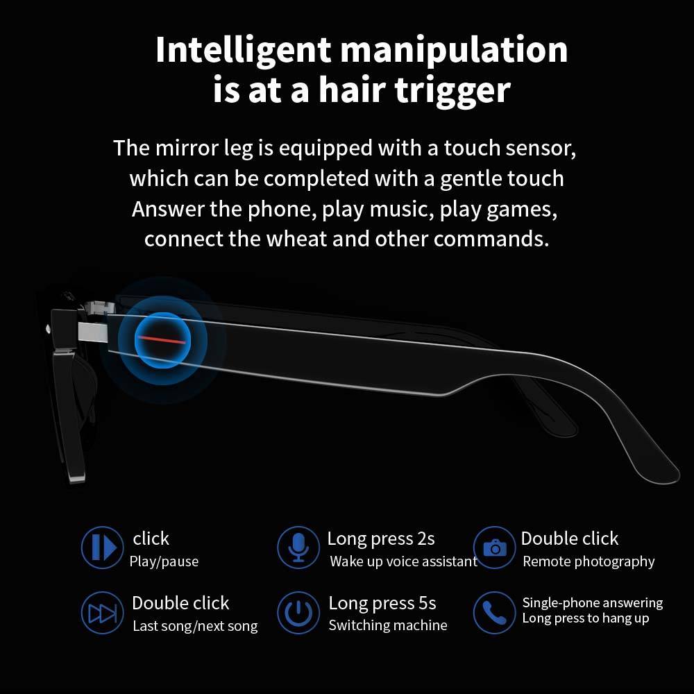 SENBONO E13 Smart Glasses Outdoor Smart Sport Hands-Free Call Music Headphone Anti-Blue Eyeglasses Wireless BT Voice Sunglasses